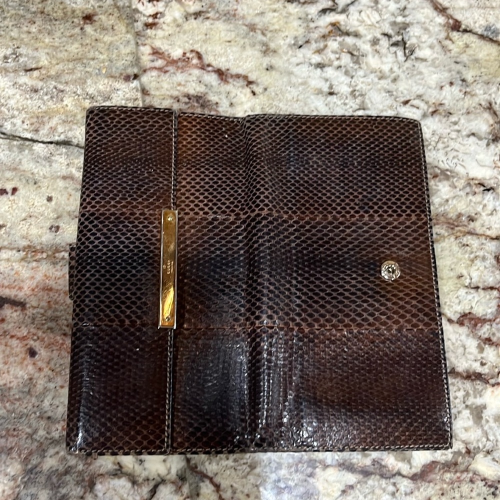 Gucci snakeskin brown wallet